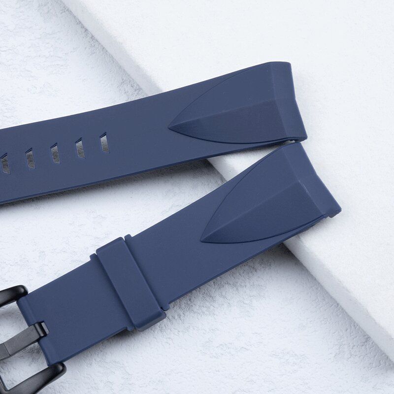 22mm Black Blue Silicone Rubber Strap Watch Band Fits Corum ADMIRAL’S CUP