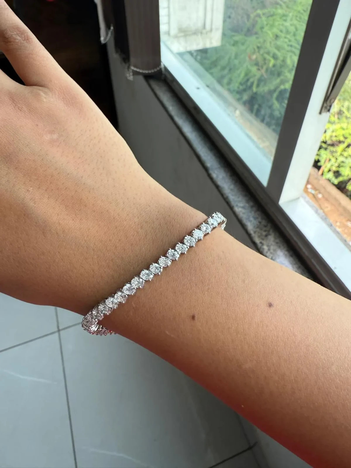 Valentine Gift! Oval Bracelet For Girlfriend Lab Grown Diamond 14K White Gold
