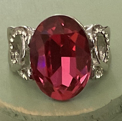 HOT PINK TOPAZ RING – 20X14mm Or 18.0ctw – White Accents – .925 SS !!!
