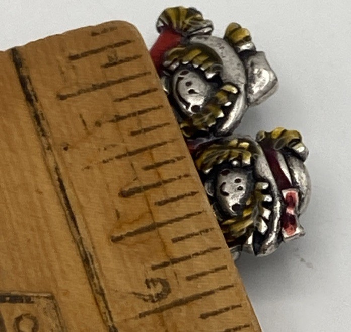 Signed AJMC Brooch Pin Autumn Fall Scarecrow / Pumpkin Dangles