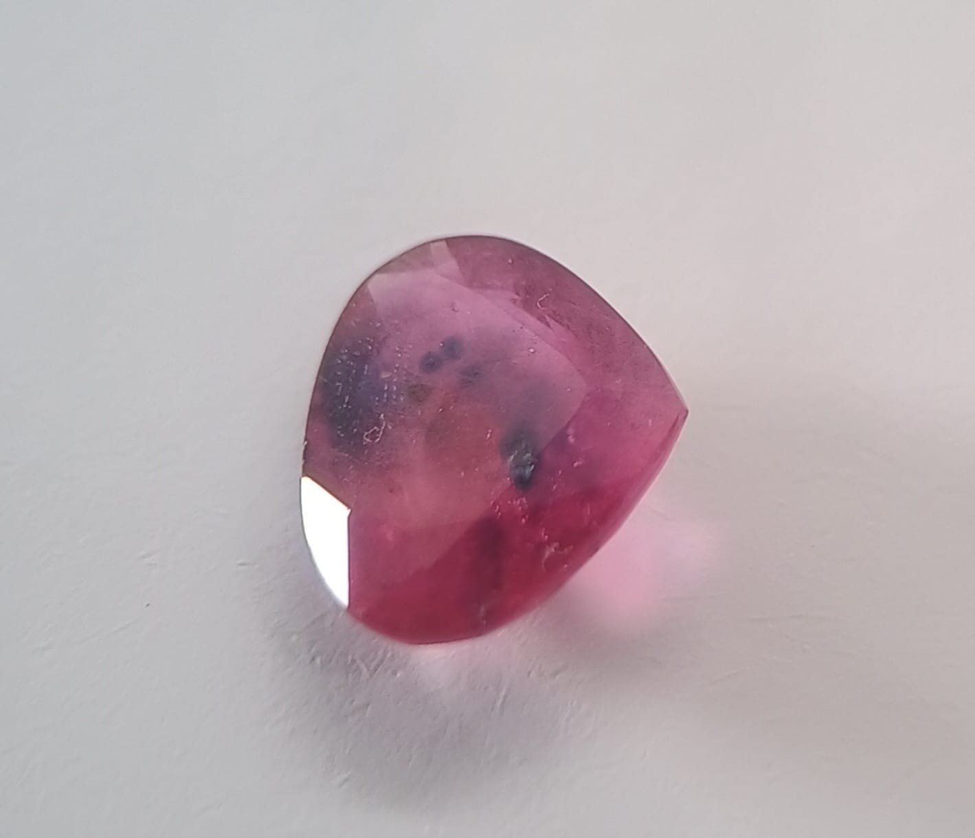 NATURAL AUSTRALIAN Pinkish Red Blue Spots Sapphire 1.49ct Tasmania Heart Ruby
