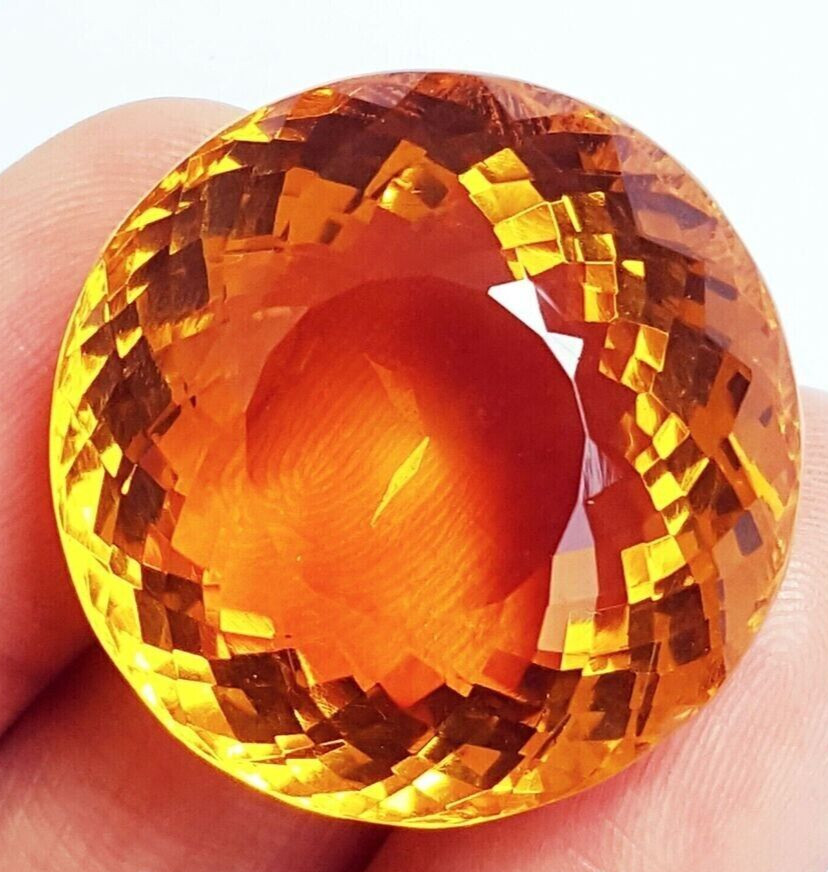 AAA+ Large Yellow Citrine 85.15 Ct. Round Cut Loose Gemstone for Ring & Pendant