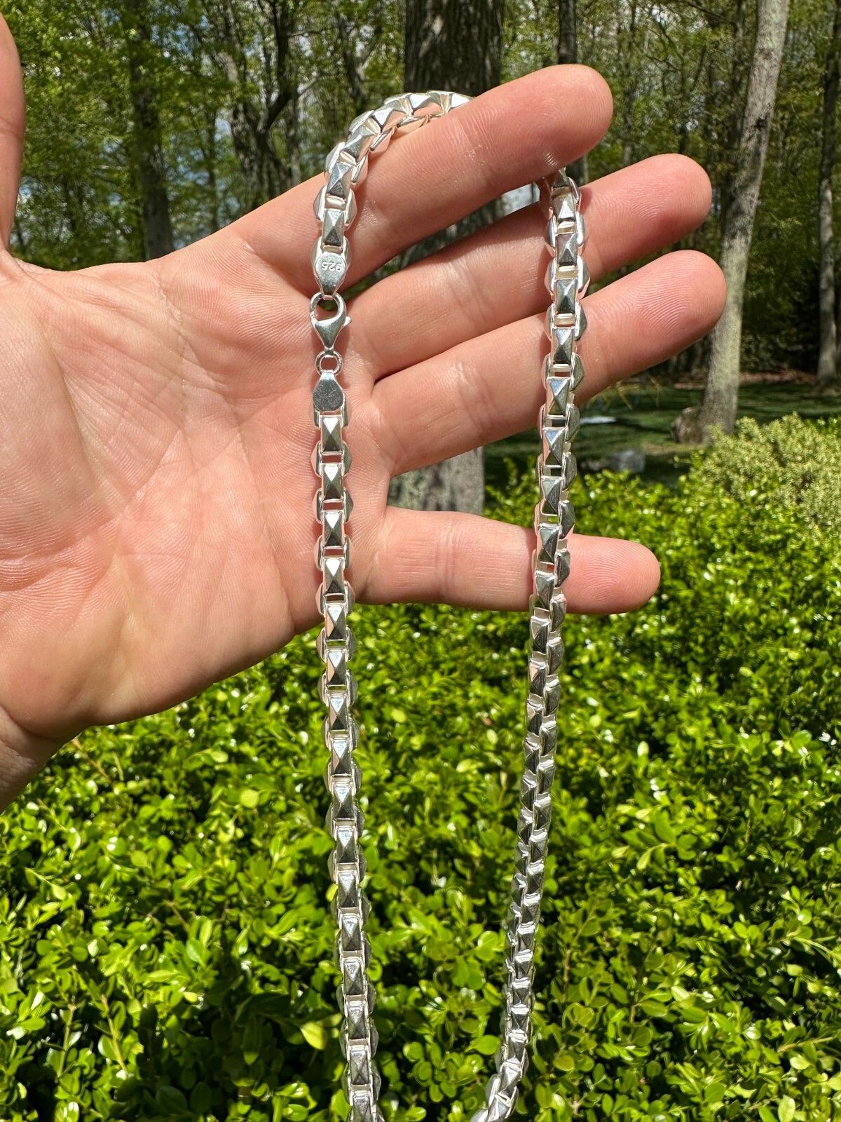 8mm 925 Sterling Silver Men Diamond Cut Rolo Hermes Link Chain Necklace Bracelet