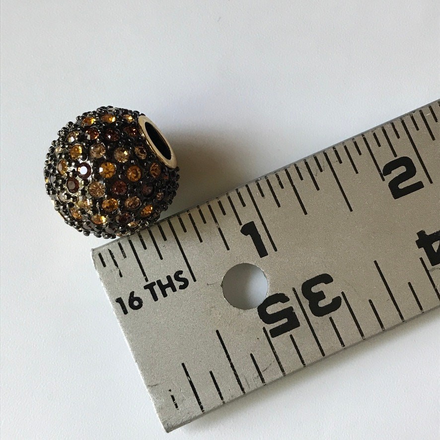 Crystal black and brown tone multi-color bead/round slide pendant