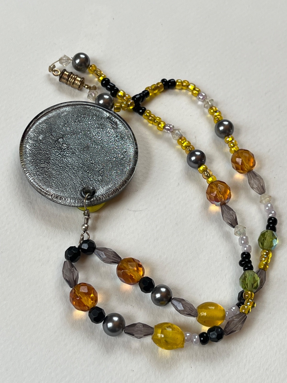 Black Yellow White & Gray Plastic Glass Various Shaped Beads W Black Circle &