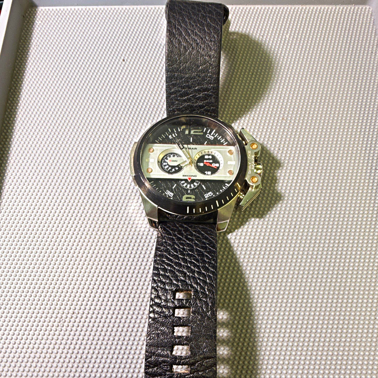 Diesel Only The Brave Men’s Quartz 50mm Black/Silver Dial Leather 5 Bar 24Hr