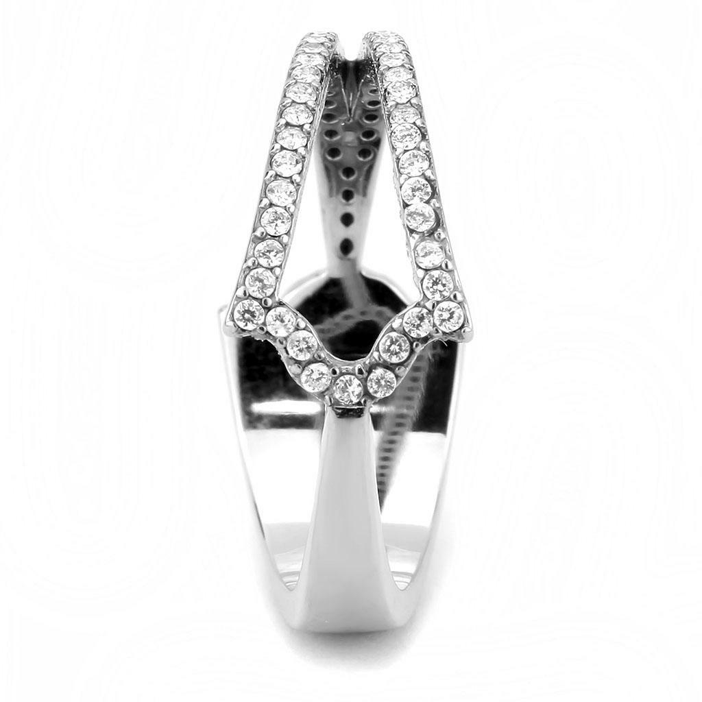 DA310 – No Plating Stainless Steel Ring with AAA Grade CZ in Clear