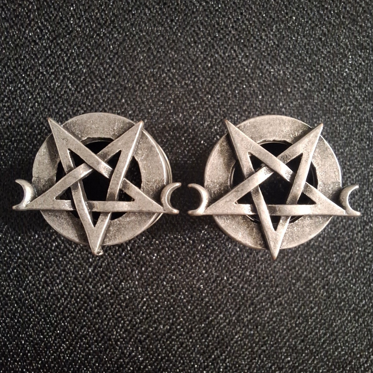 Surgical Steel Silver Pentagram Star Screwback Ear Gauge Tunnels Pair 00g (10mm)