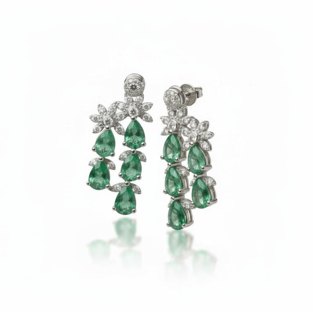 Colombian Emerald Gemstone Earrings Pear Cut 3x4mm, Emerald Jewelry for Women