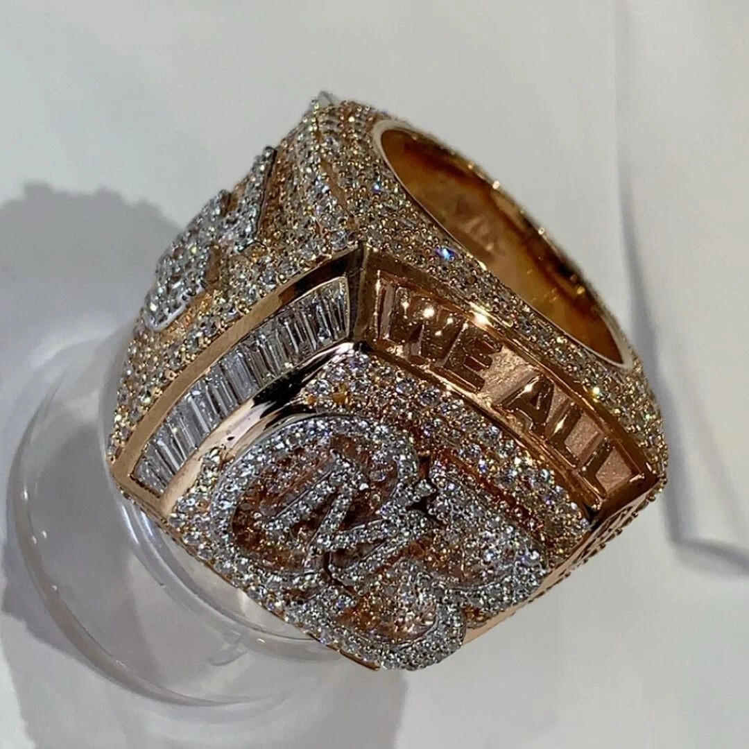 5TCW Round Lab Created Diamond Customize Letter Men’s Ring 14K Rose Gold Plated