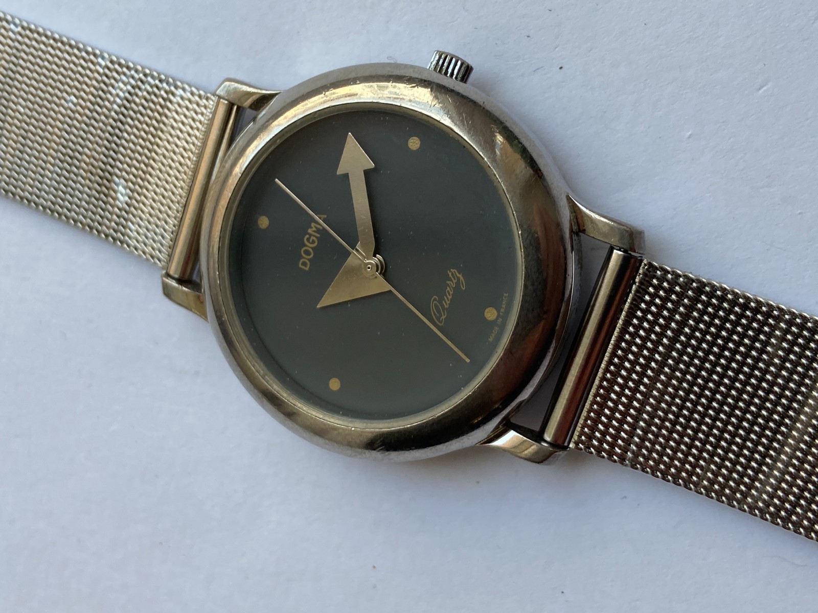 RARE MEN WRIST WATCH SWATCH QUARTZ DOGMA FRANCE THINLINE C-80 3 JEWELS WORK