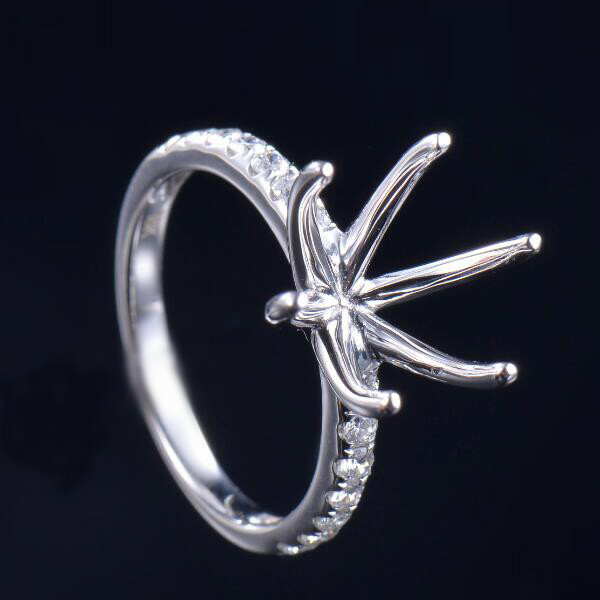 Round 11MM Natural Diamond Women Prongs Ring Engagement Semi Mount Platinum 950