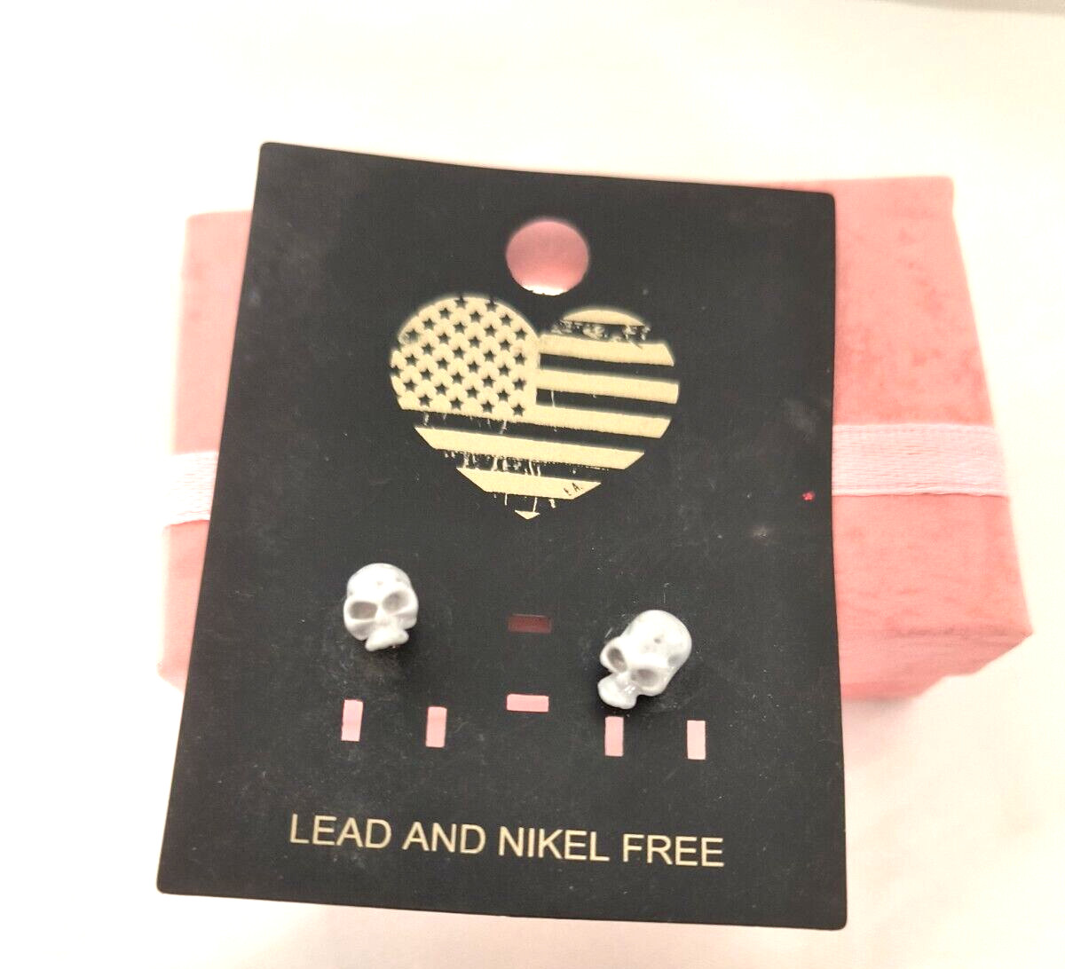 New Goth Skull Earrings Unisex Halloween Gray Lead and Nickel free