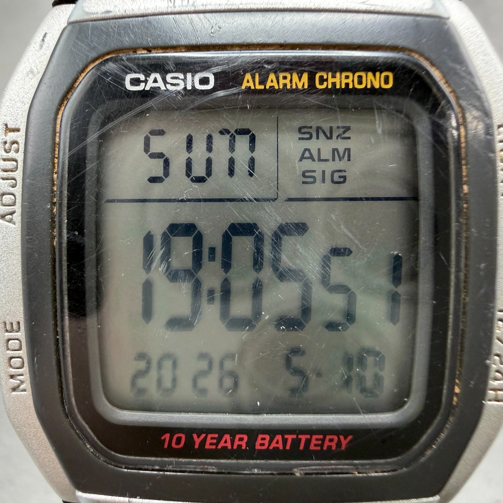 Casio W-96H Watch Men 35mm Silver Black Alarm Chrono Rectangle New Battery JP
