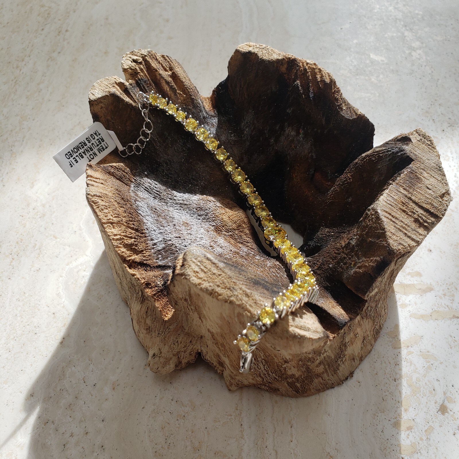 Yellow Austrian Crystal Tennis Anklet/Bracelet 21cm / 8.25 inches.