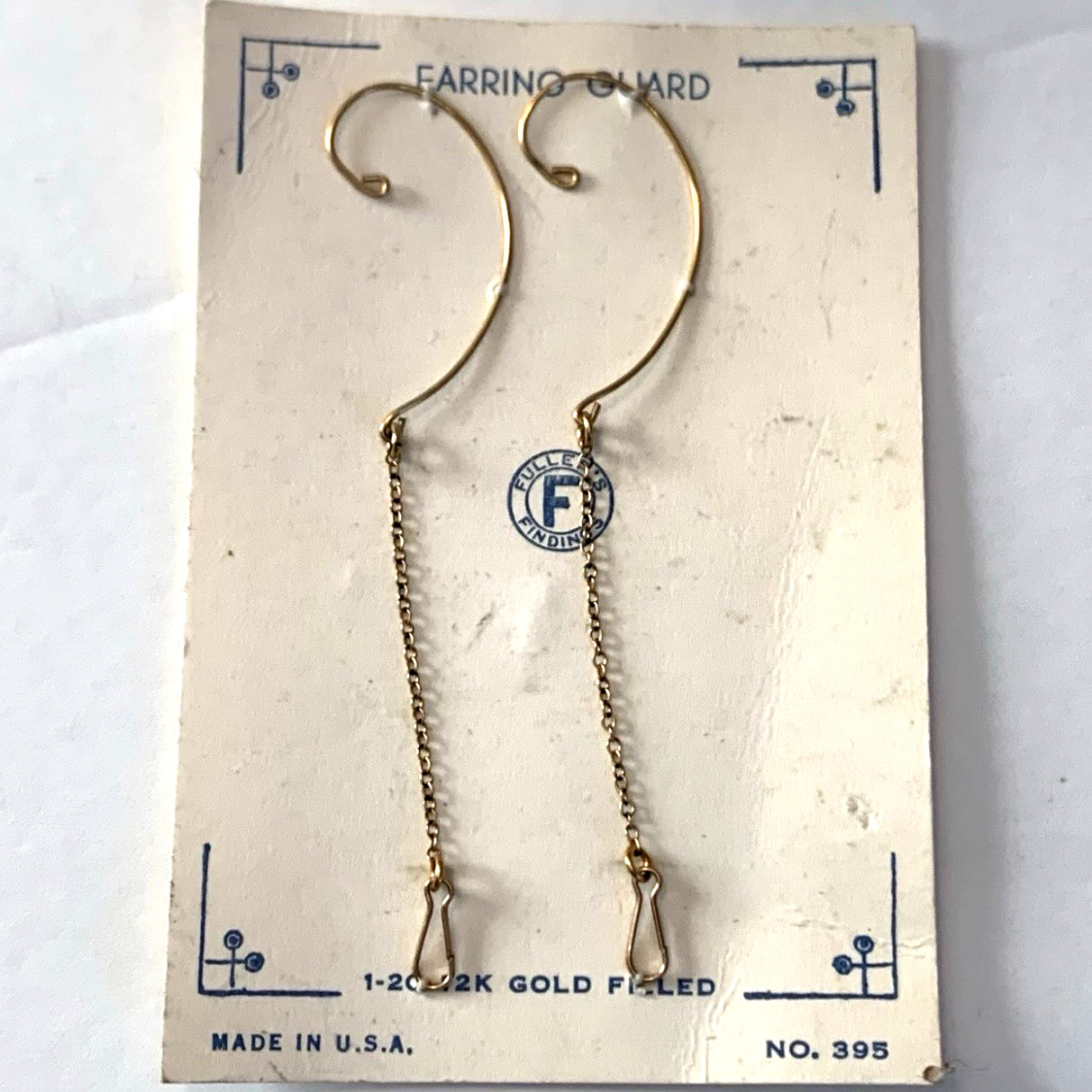 Vintage NOS Fuller’s Earring Guards Original Unopened Card 1/20 12K Gold Plate