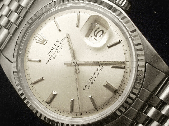 Rolex Datejust Mens Stainless Steel Watch 18k White Gold Bezel Silver Dial 1601
