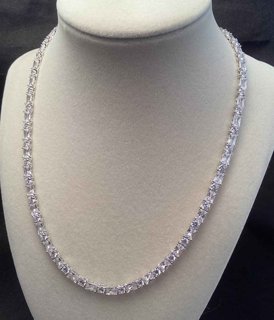 Sterling Silver Fusion Creations TENNIS Necklace 18” Cubic Zirconia 4mm Necklace