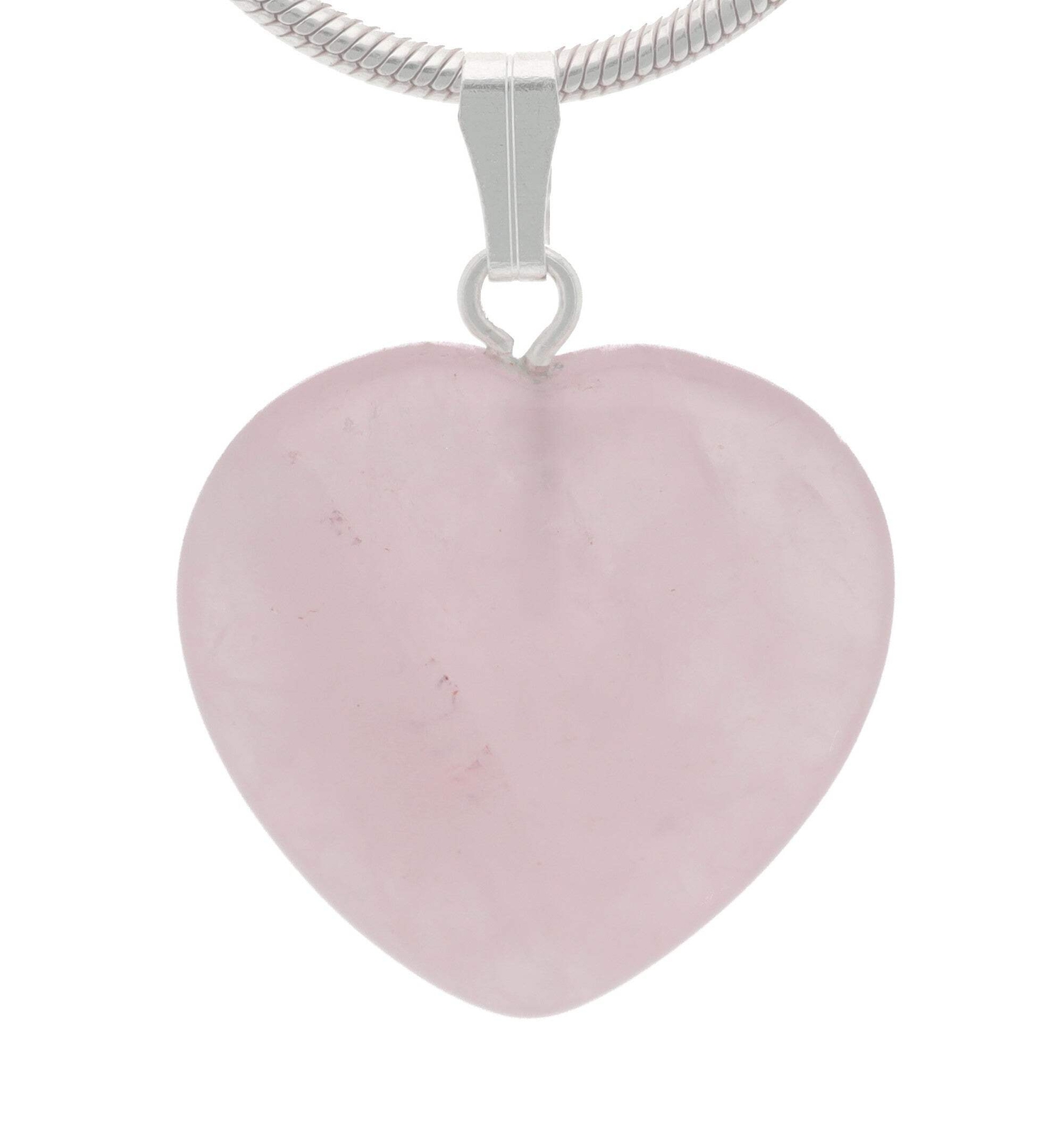 Rose Quartz Heart Pendant Heart Pendant Gemstone with Silver Plated Eyelet 2 x 2 cm