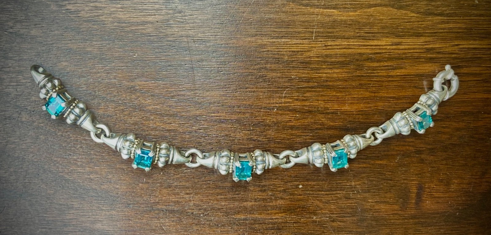 LAGOS CAVIAR Blue Topaz Sterling Silver 18k Gold Bracelet & Earrings Set