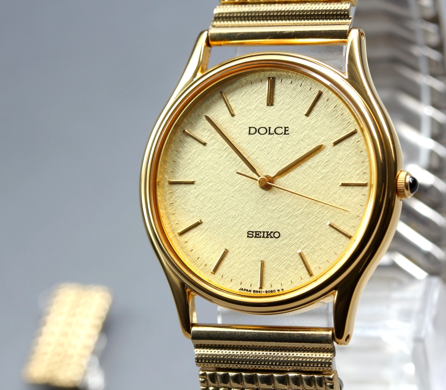 1994 [MINT] Seiko Dolce 8N41-6060 32mm Champagne Gold Round Bangle Mens Qz Watch