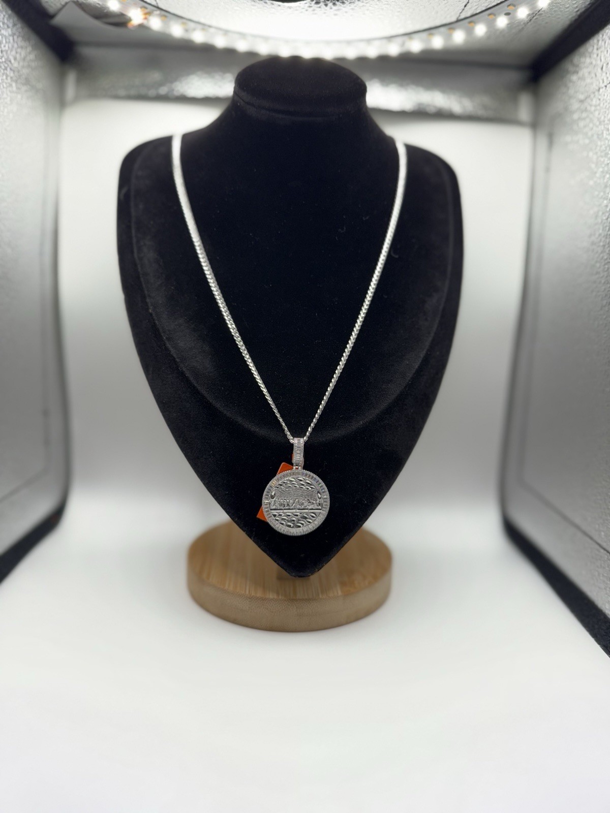 Sterling 925 Miami Cuban 24 4mm Chain with Moissanite Last Supper Pendant 24 In