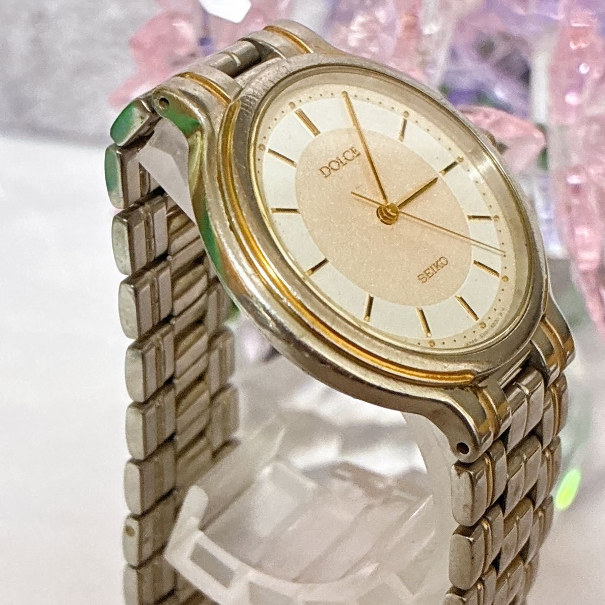 Excellent Condition SEIKO DOLCE Quartz Watch Working Glitter Dial