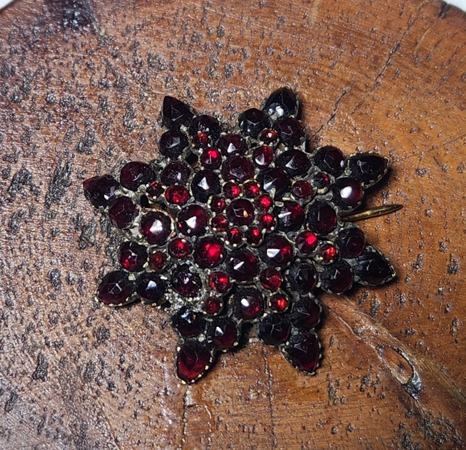 Garnet Brooch Pin Star Layered C Clasp Gold Filled (Loose Pin) Antique Germany