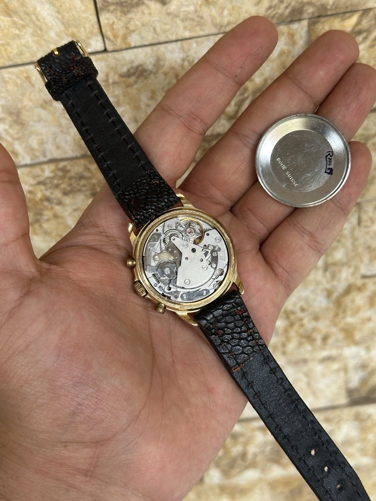 Vintage Lorenz Chronograph Moonphase Valjoux 7768 Mechanical Gold Plated 39mm