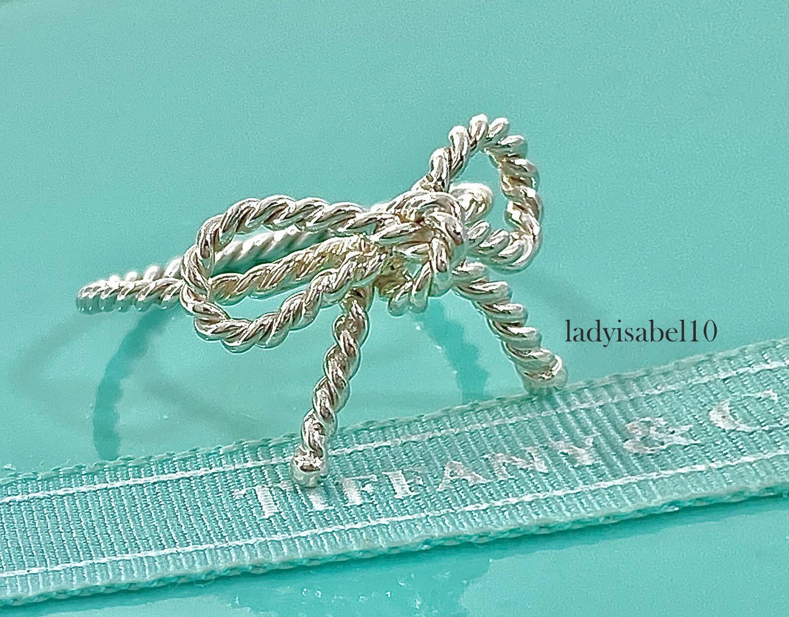 Sz. 5 Tiffany & Co. Twist Rope Bow Ribbon Band Ring Silver w POUCH – Authentic