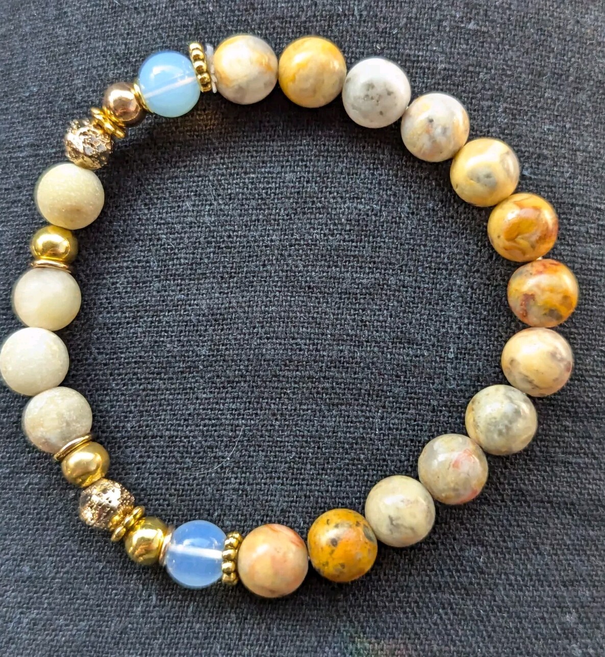 Women’s Stylish ‘Golden Hour’ 8mm Mixed Beaded Stretch Bracelet (17cm) S/M Wrist