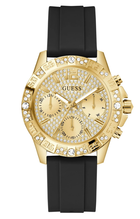 GUESS Black Strap Gold Tone Multi-function Women’s Watch GW0772L5
