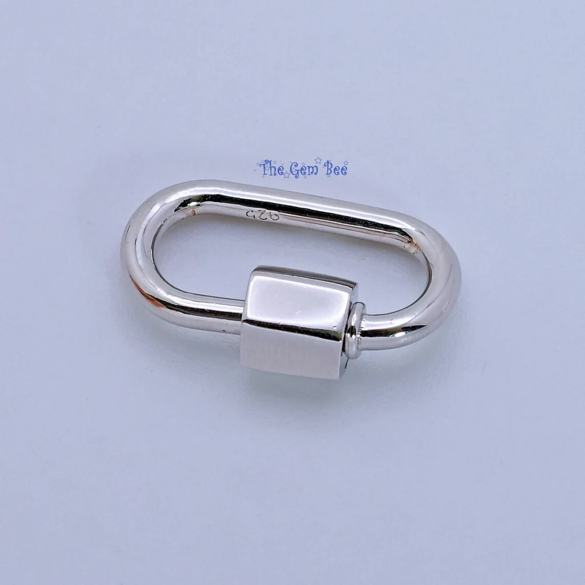 11.8×18.5mm Rhodium Stering Silver Charm Holder Screw Secured Carabiner Locker