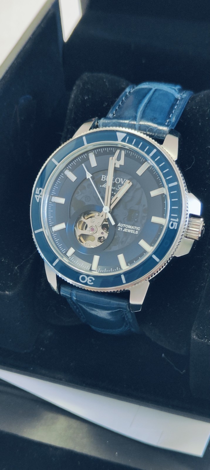 Bulova Marine Star Blue Dial Men’s Watch 96A291 BEAUTIFUL WATCH!!! PLUS 1 COIN!!