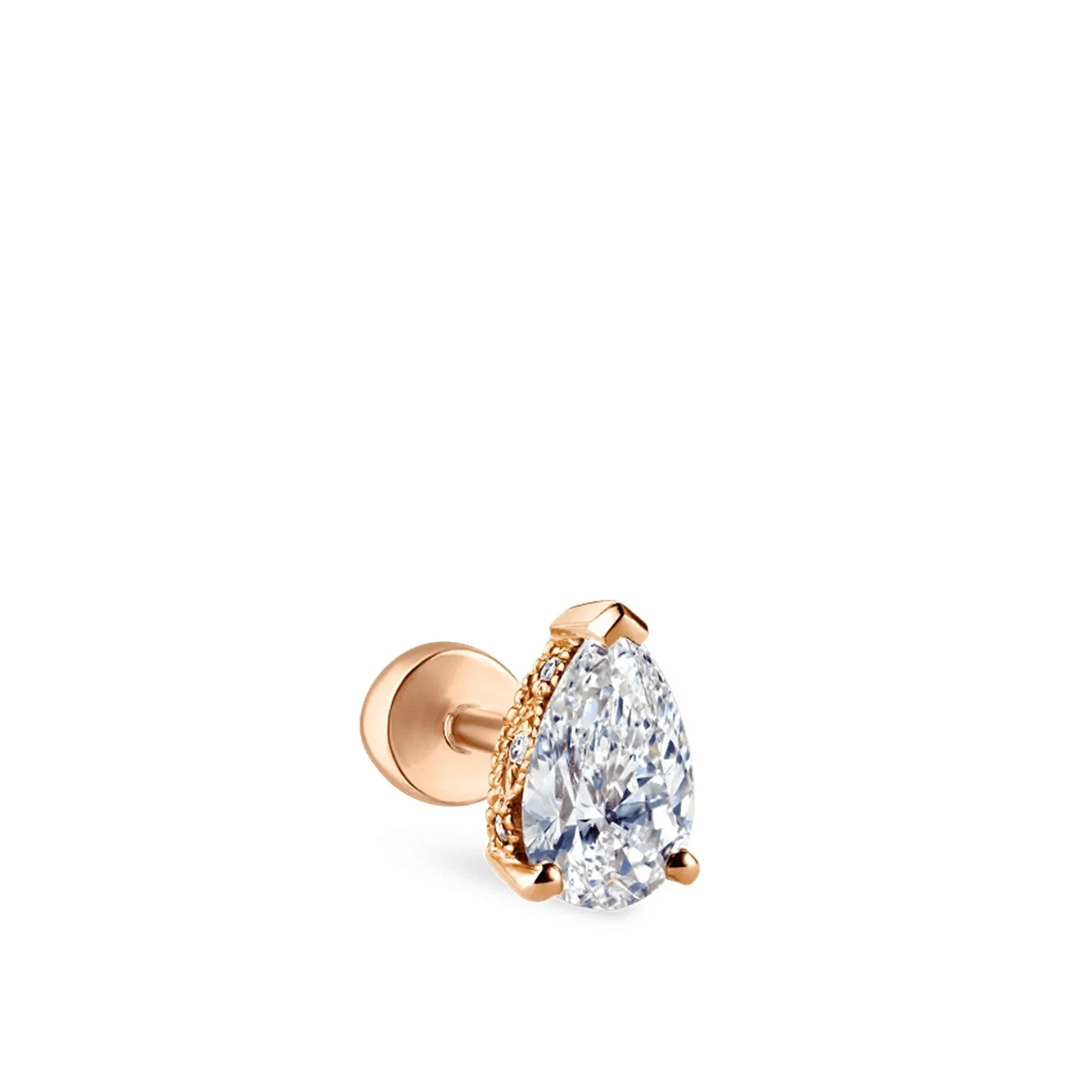 925 Sterling Silver Pear Moissanite Screw Back Helix Stud Earring