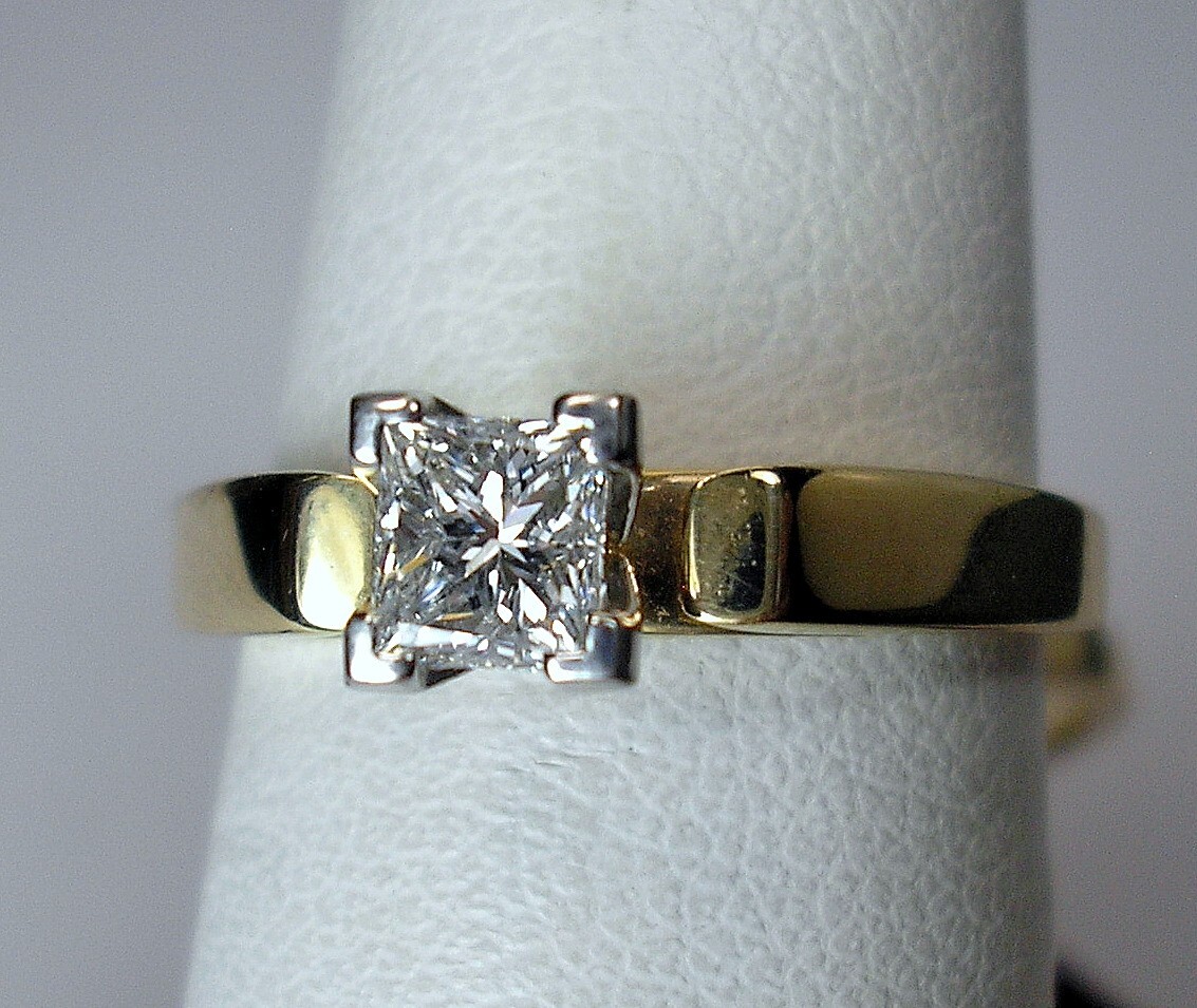 0.41ct Princess 0.43ctw Natural Diamonds 14K Yellow Wedding Set Was $2,395 Video