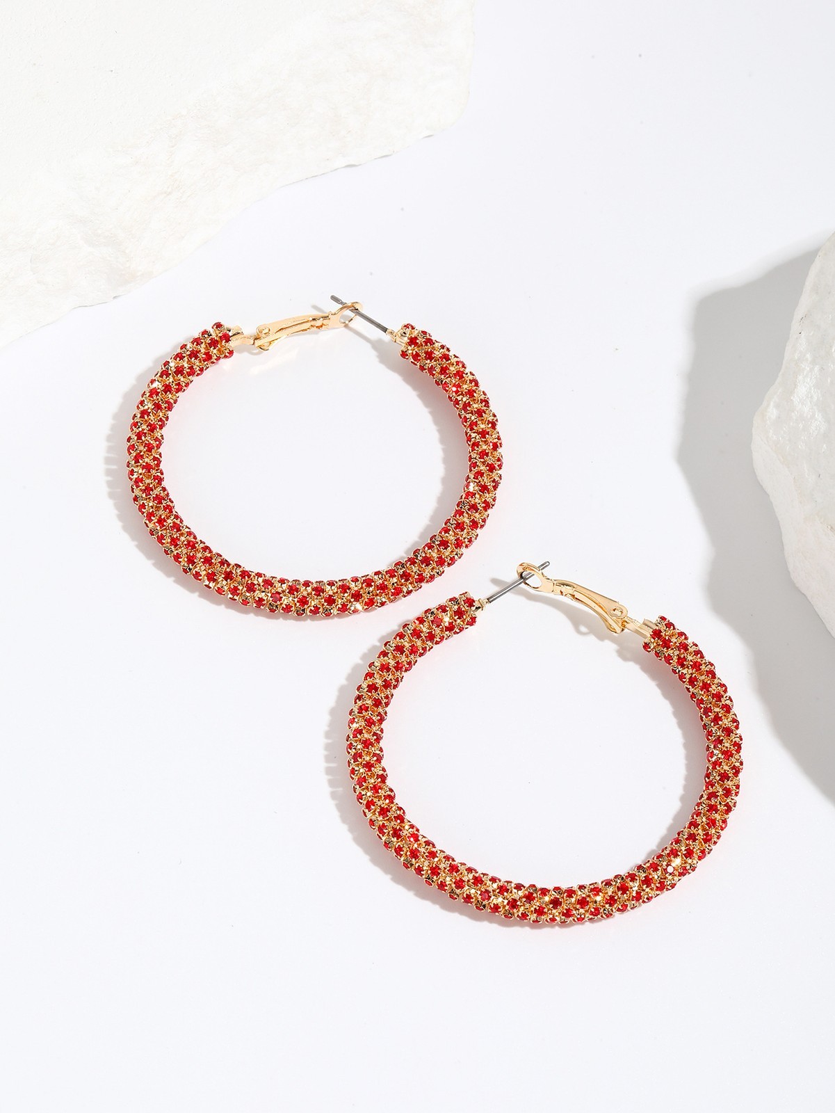 1pcs Boho Big Full Crystal Circle Hoop Earrings Women Party Wedding Accessories