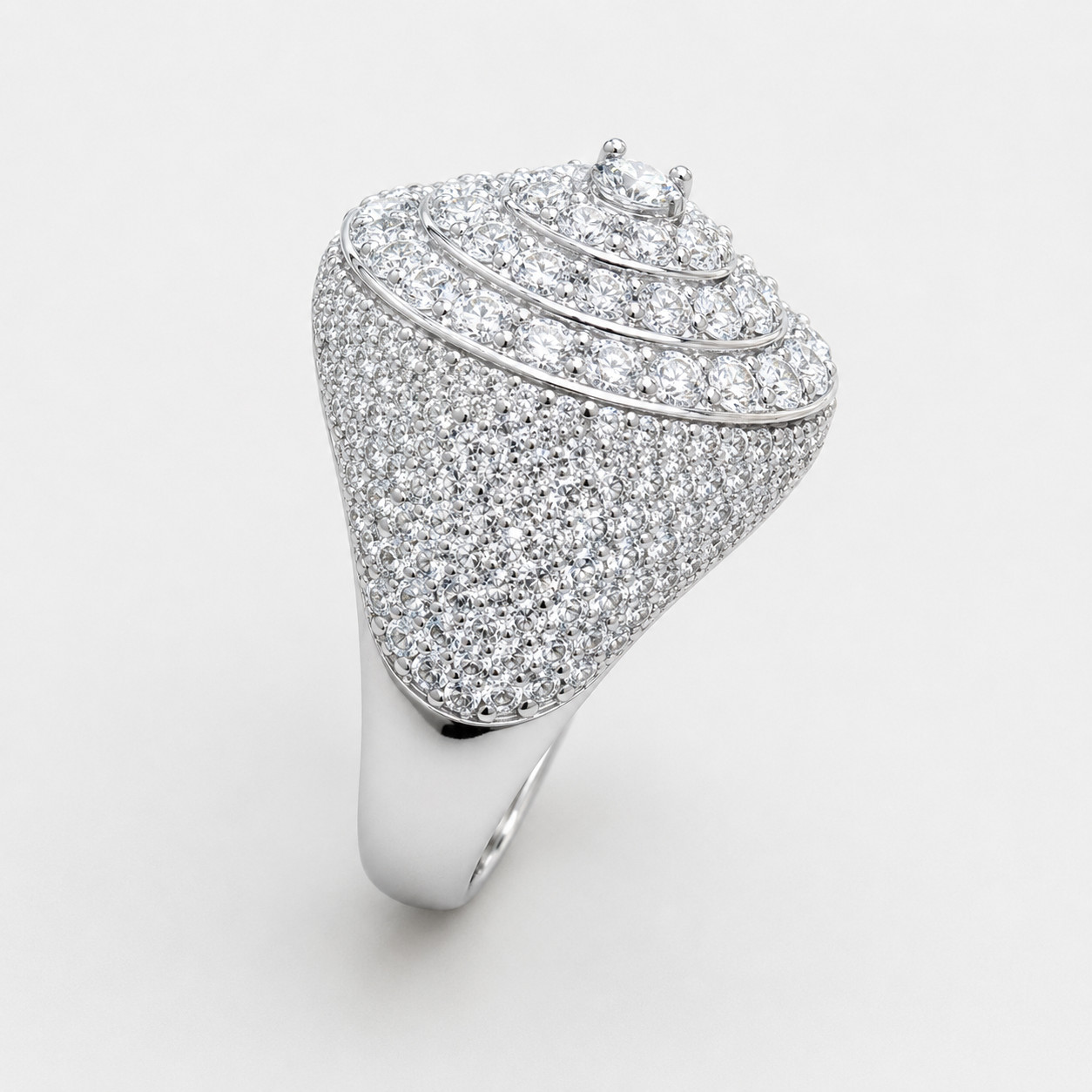Real Moissanite 4Ct Round Cut Men’s Pinky Engagement Ring 14K White Gold Plated