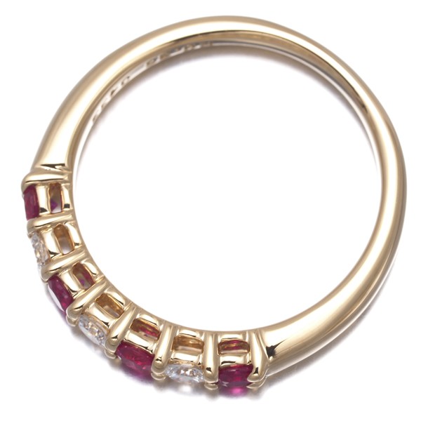 Auth POLA Ring Ruby 0.36ct Diamond 0.21ct US6.5-6.75 18K 750 Yellow Gold