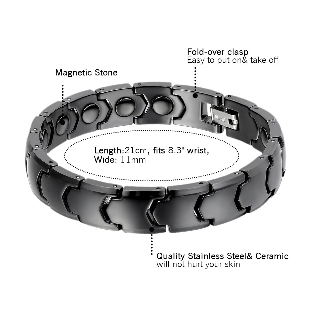 8.3″ Mens Boys Ceramic Energy Magnetic Health Bracelet Brazil Style Cuff Bangle