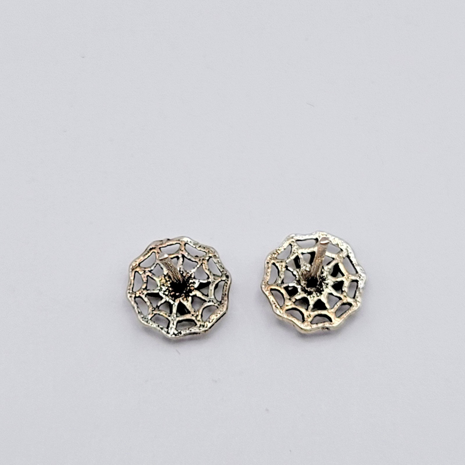 Sterling Silver Spider on Web Stud Earrings ~ 7.5mm