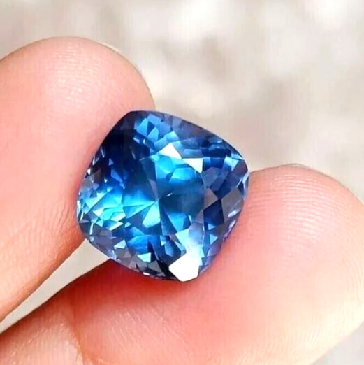 14.85 Ct Natural Flawless Blue Ceylon Sapphire Cushion Certified Loose Gemstone