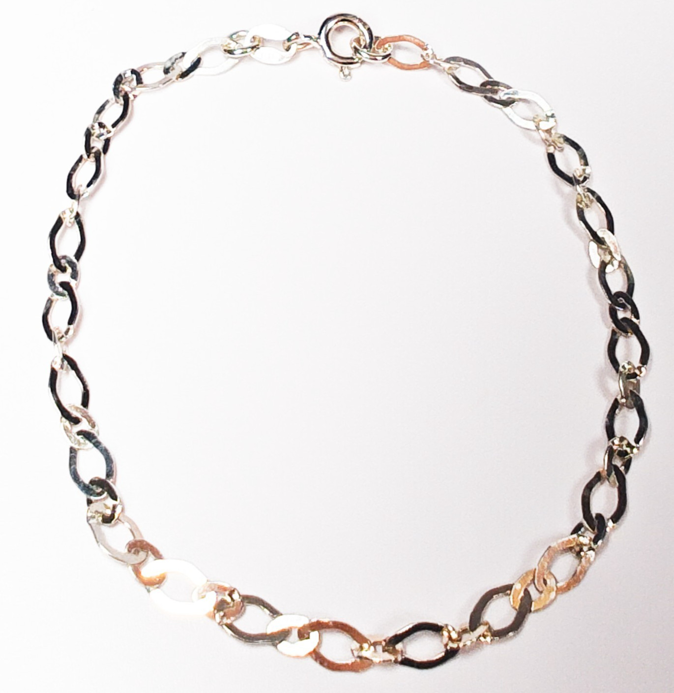 Italy 925 Sterling Silver Oval Link Bracelet 7.25″ Designer Spring Ring 1.65g