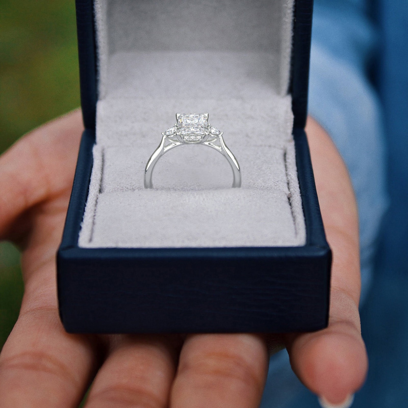 1.7 Ct Radiant Cut Diamond Engagement Ring SI1 E White Gold 14k