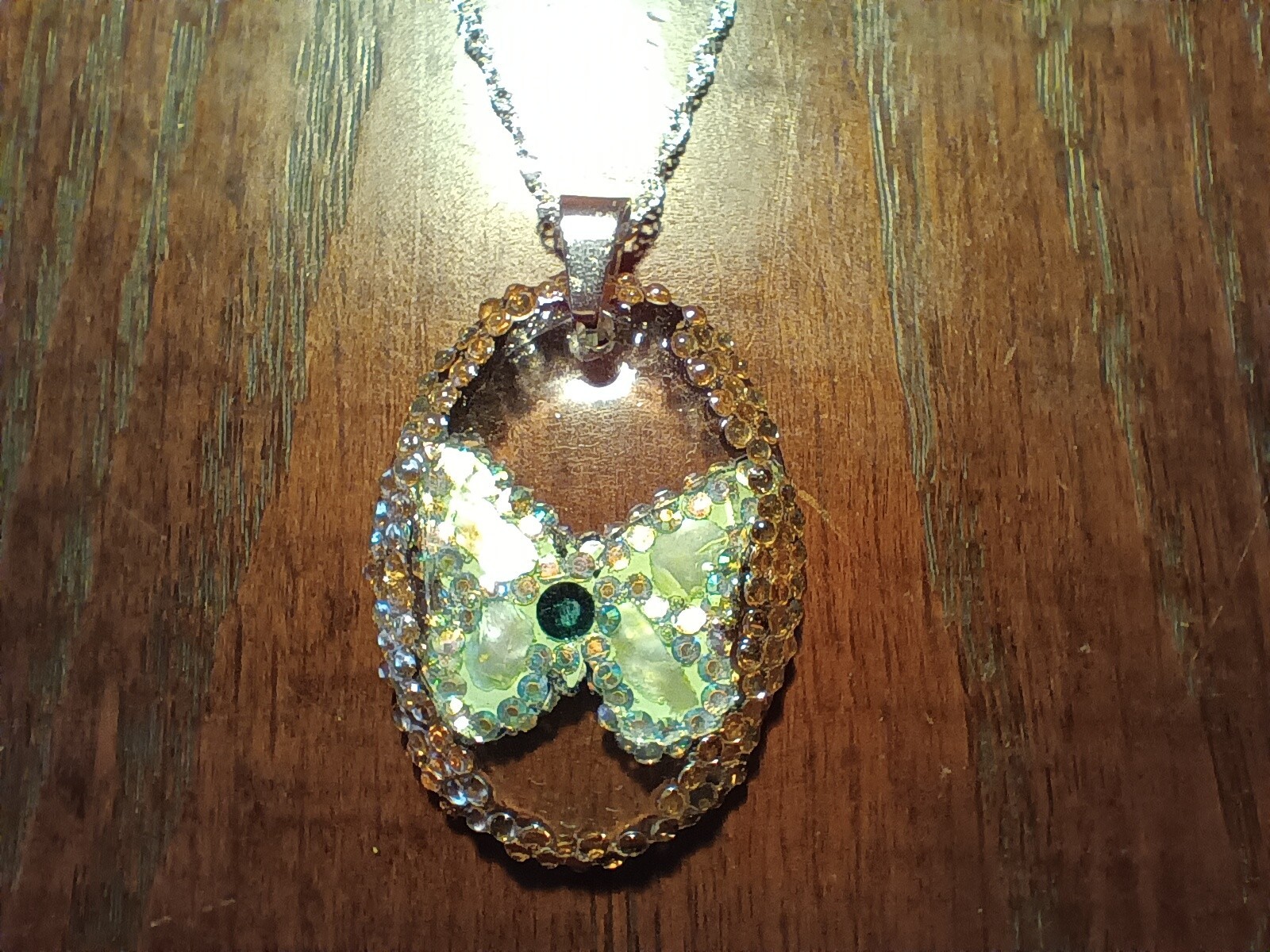 Crystal Butterfly Pendant Necklace, Reversible, Mother of Pearl – Perfect Gift!