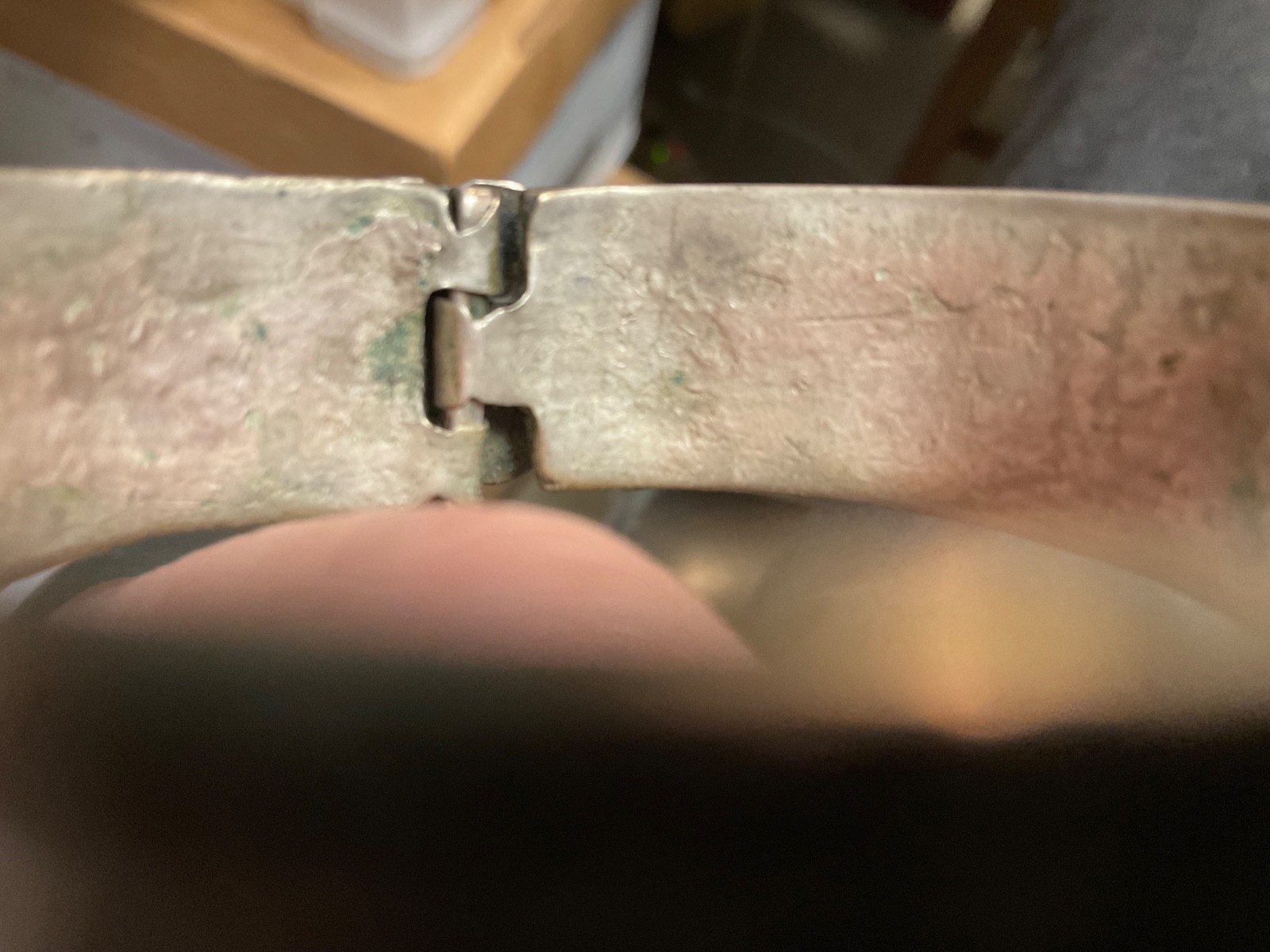 North India/Pakistani Handmade Mid-20th Century Hinged Silver Cuff