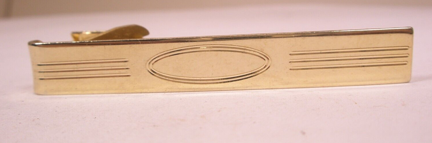 2″ Engrave Ready Simple Plain Design Gold Tone Vintage Tie Bar Clip