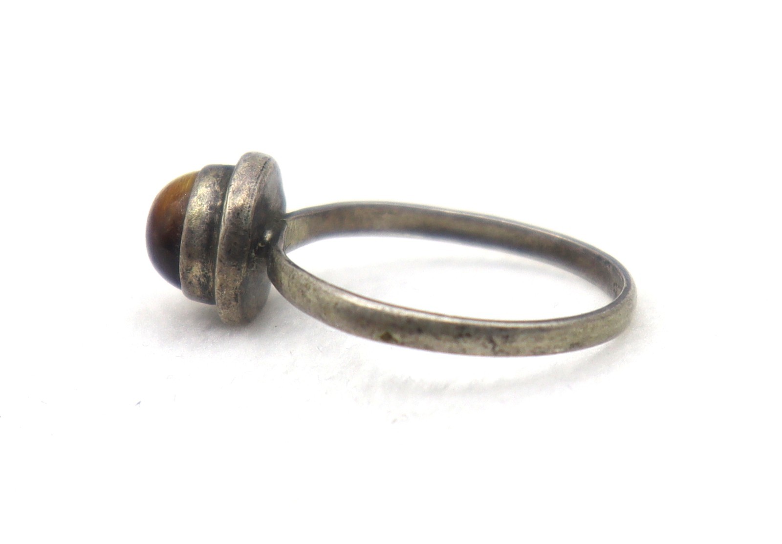 Vintage Sterling Silver Ring 7 US Size 1.72 Grams Natural Tiger Eye Gemstone