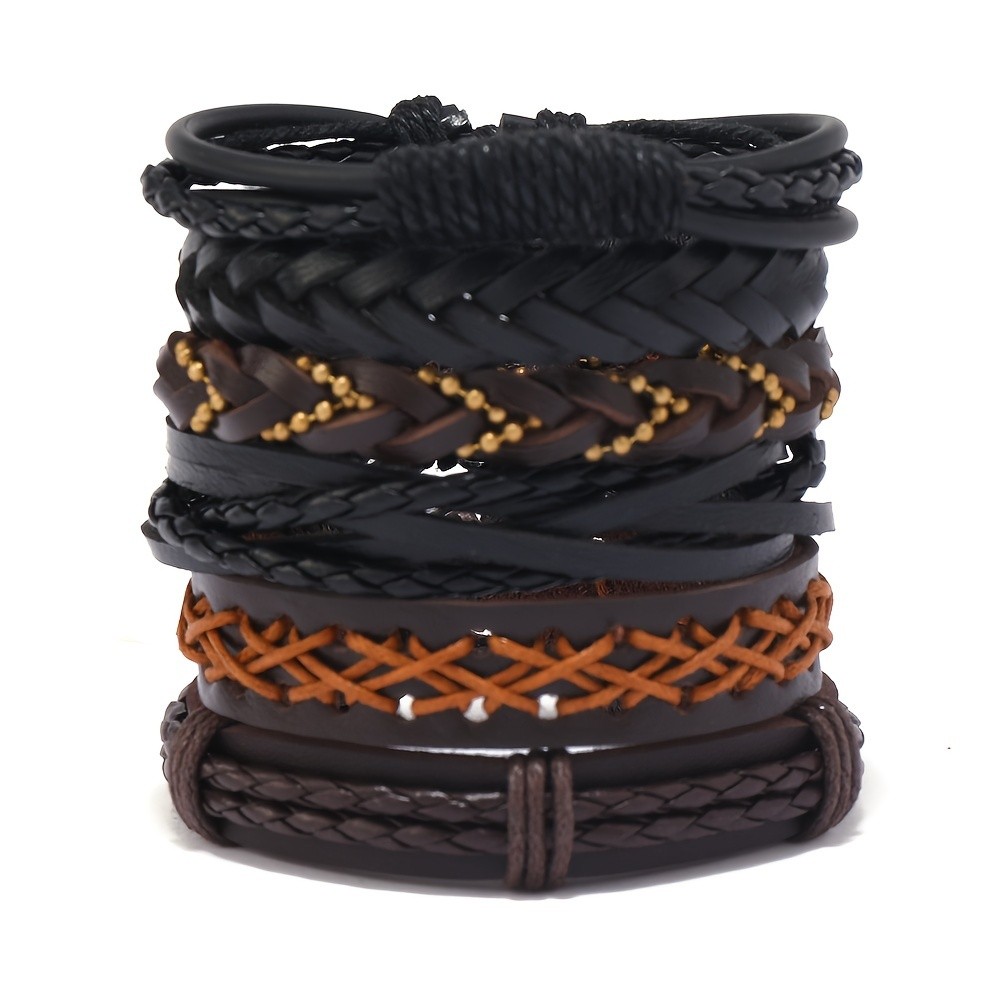 36Pcs Vintage Men Leather Braided Adjustable Bracelet Bulk Wholesale