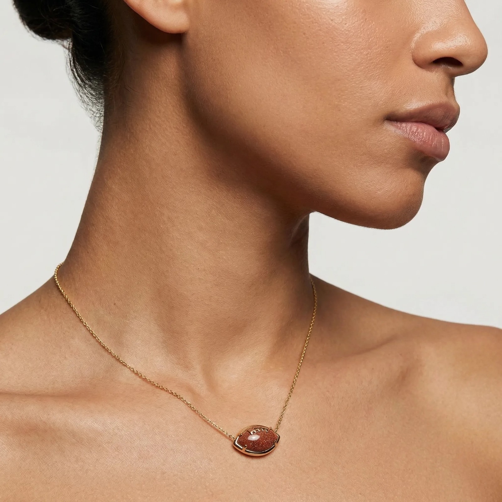 Alicia Bonnie Football Orange Gold Sandstone Necklace Gold